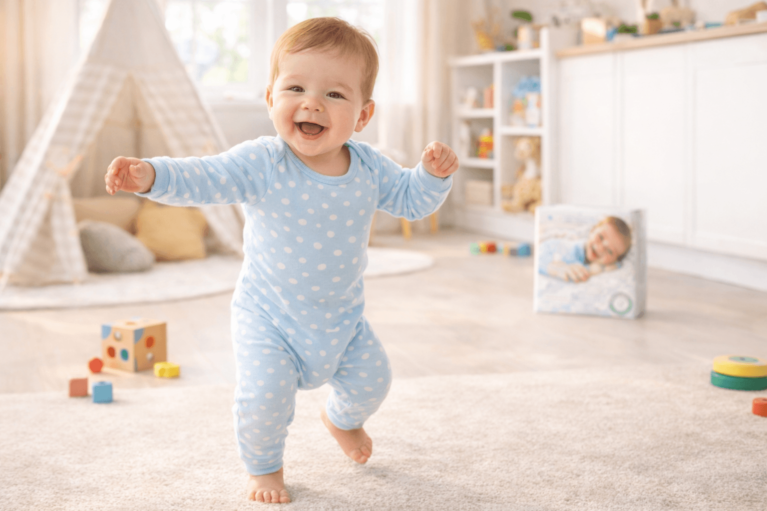 Active toddler playing